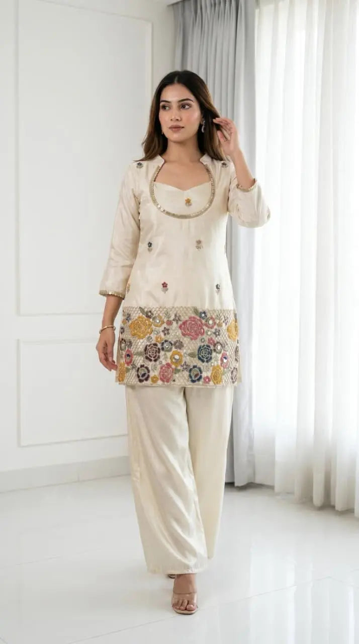 Women’s Embroidered Kurta Palazzo Set | Elegant Ethnic Wear Suit for Women | Straight Kurti with Palazzo Pants | Festive & Casual Wear Outfit Desi Diva