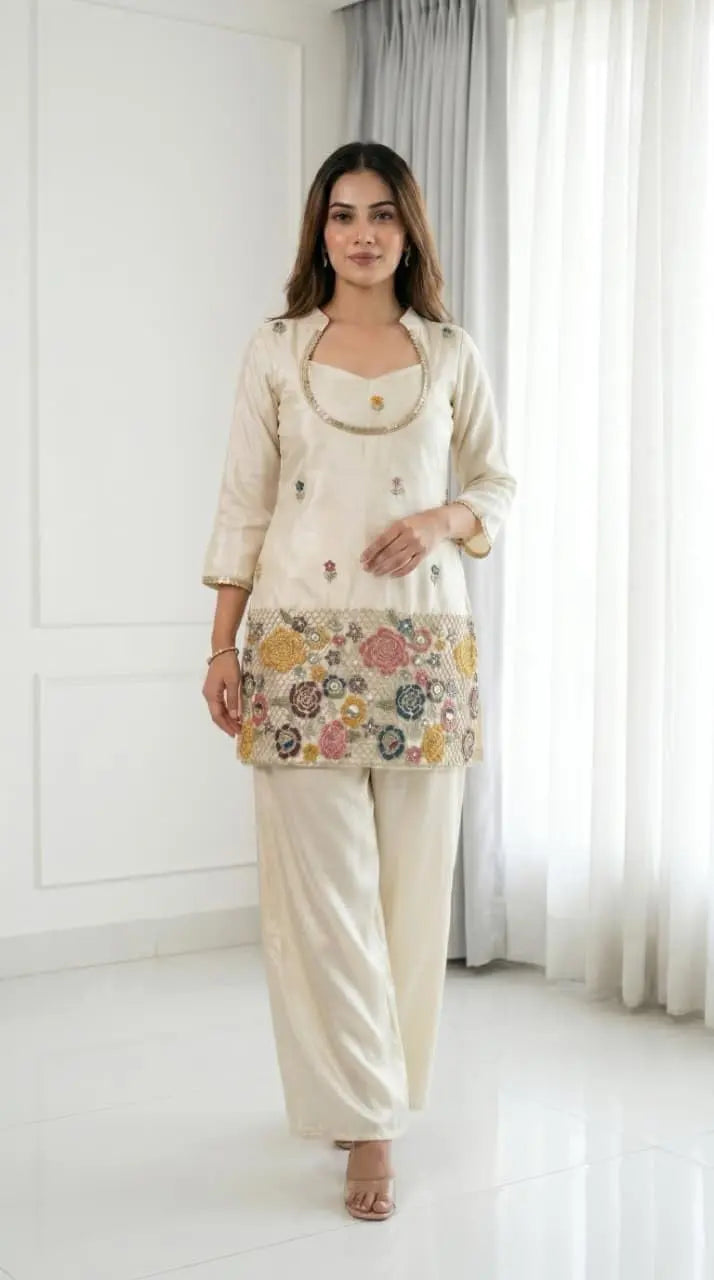 Women’s Embroidered Kurta Palazzo Set | Elegant Ethnic Wear Suit for Women | Straight Kurti with Palazzo Pants | Festive & Casual Wear Outfit Desi Diva