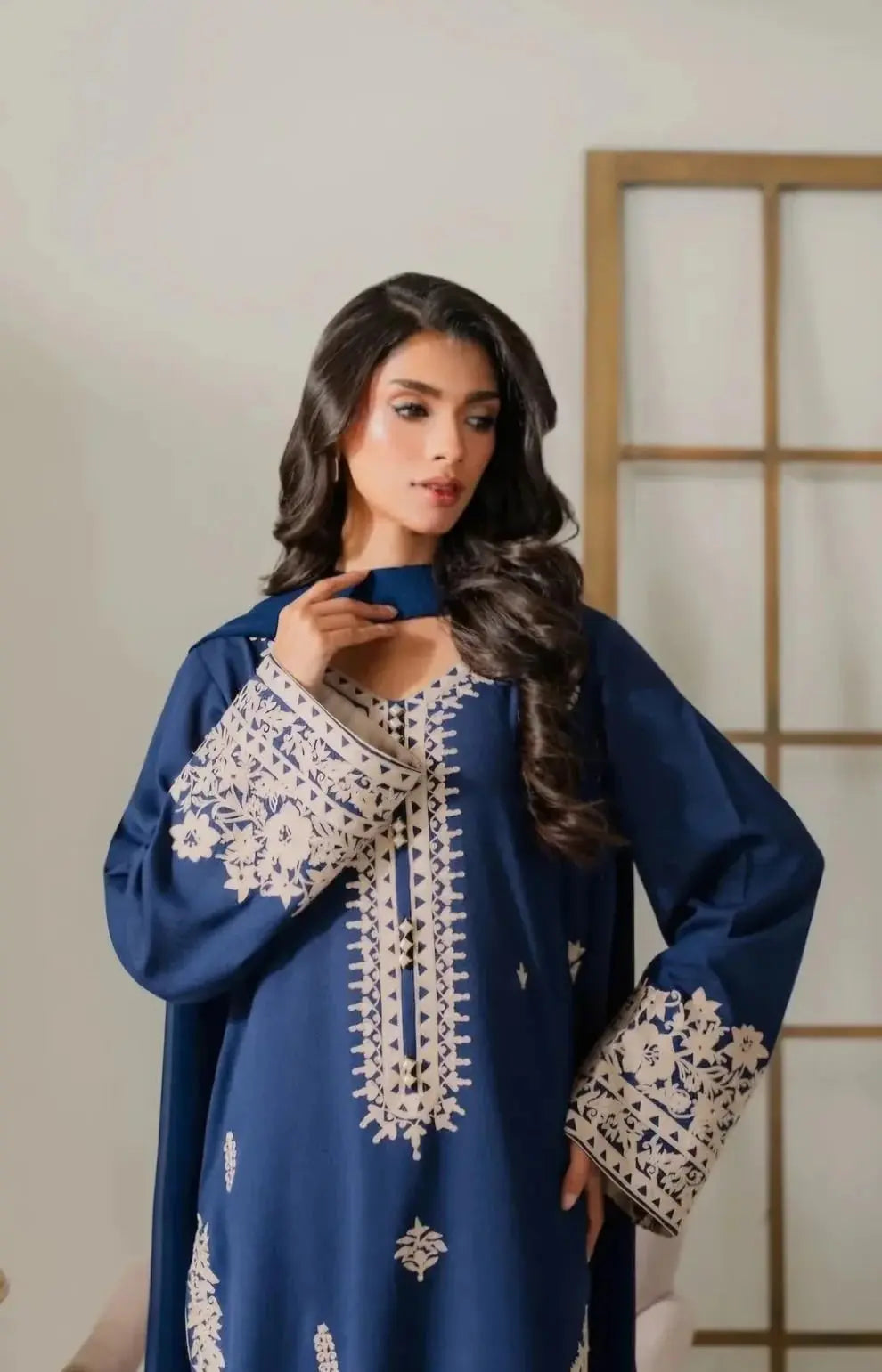Women Navy Blue Viscose Rayon Printed Kurta Pant Set with Dupatta | Floral Ethnic Suit | Straight Fit | Festive & Office Wear | Sizes up to 6XL Desi Diva