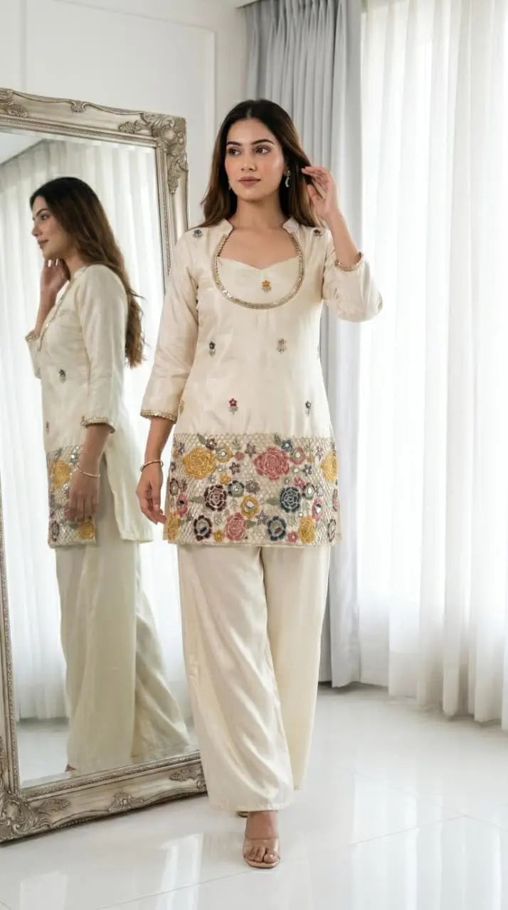 Women’s Embroidered Kurta Palazzo Set | Elegant Ethnic Wear Suit for Women | Straight Kurti with Palazzo Pants | Festive & Casual Wear Outfit Desi Diva