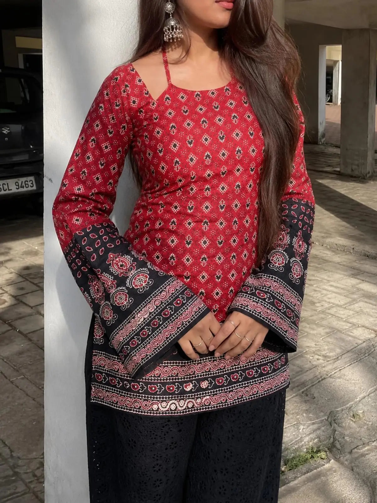 GRECIILOOKS Short Kurti for Women Latest – Printed Modern Tunic Top | Long Ethnic Wester Tops for Woman| Full Sleeve Indo Western Tunic | Comfortable Rich Kurti Tops for Office and Casual Desi Diva