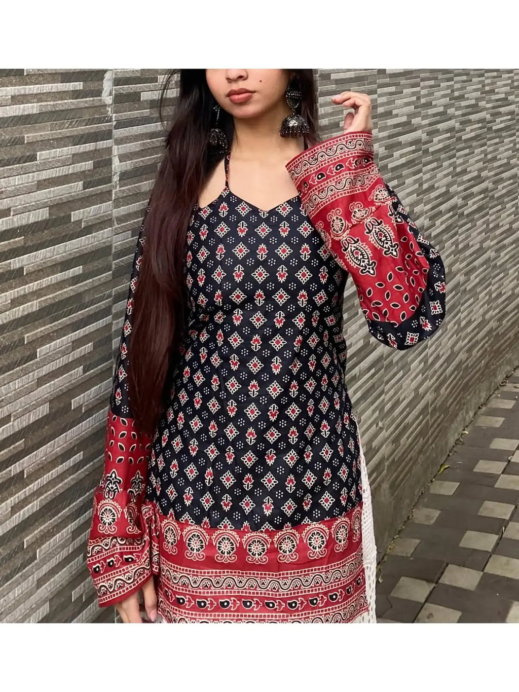 GRECIILOOKS Short Kurti for Women Latest – Printed Modern Tunic Top | Long Ethnic Wester Tops for Woman| Full Sleeve Indo Western Tunic | Comfortable Rich Kurti Tops for Office and Casual Desi Diva